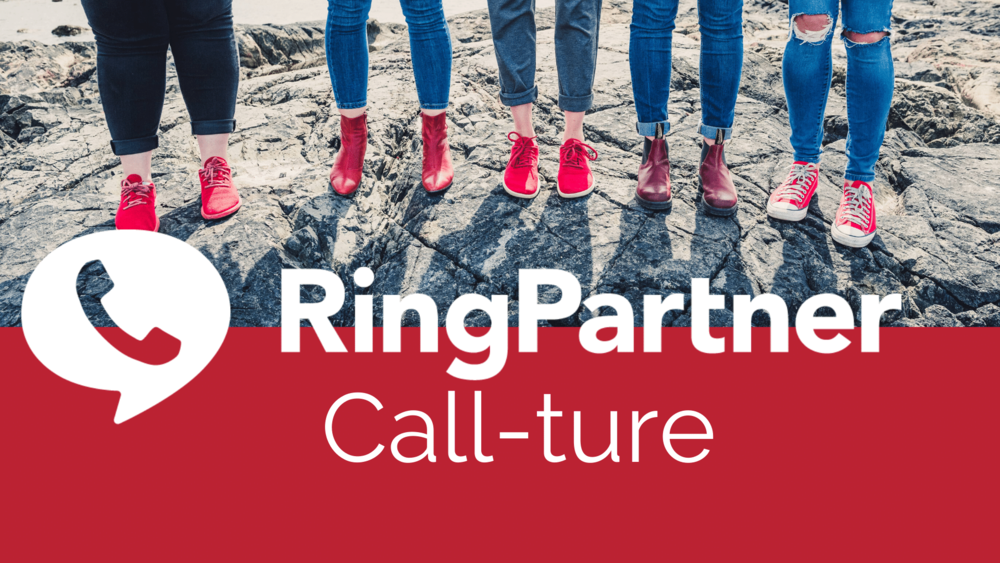 Ringpartner team feet and legs: Call-ture, image of phone.